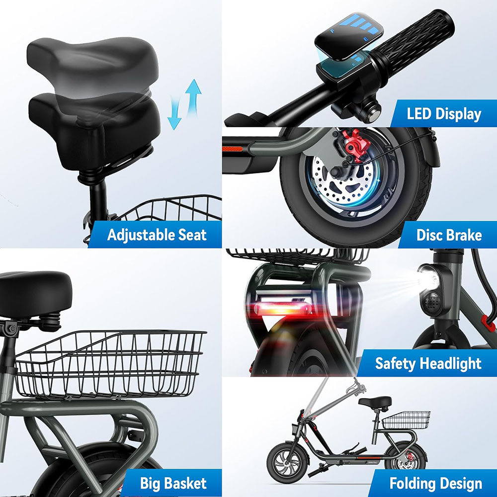 SISIGAD Electric Scooter with Seat 12