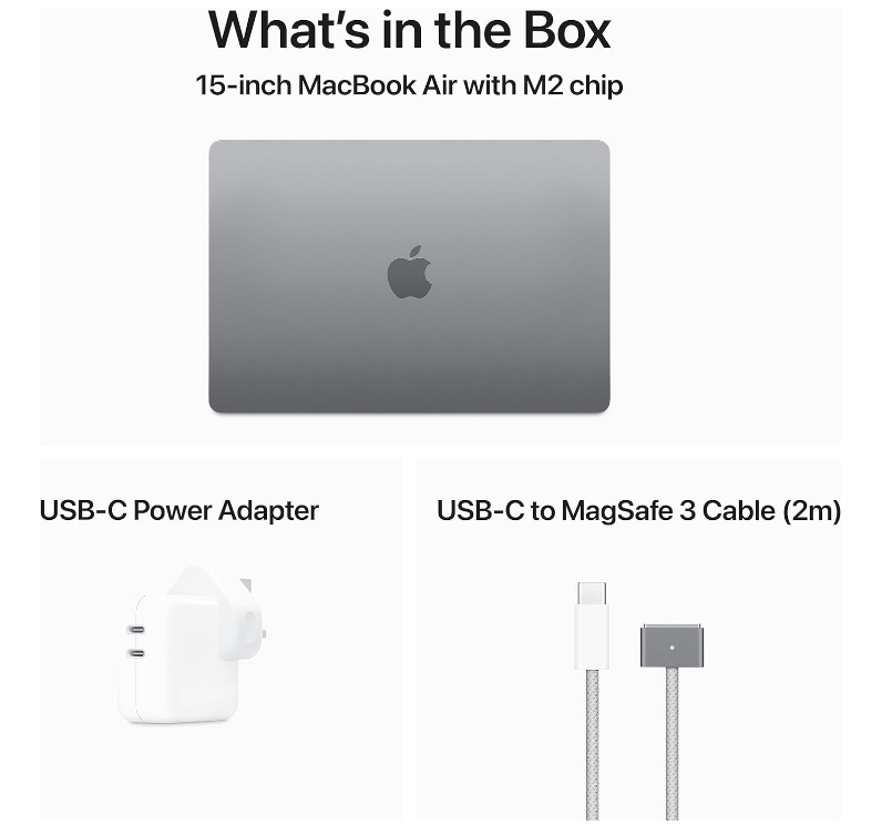 Apple 2023 MacBook Air laptop with M2 chip: 15.3-inch Liquid Retina display, 8GB RAM, 512GB SSD storage, backlit keyboard, 1080p FaceTime HD camera, Touch ID. Works with iPhone/iPad