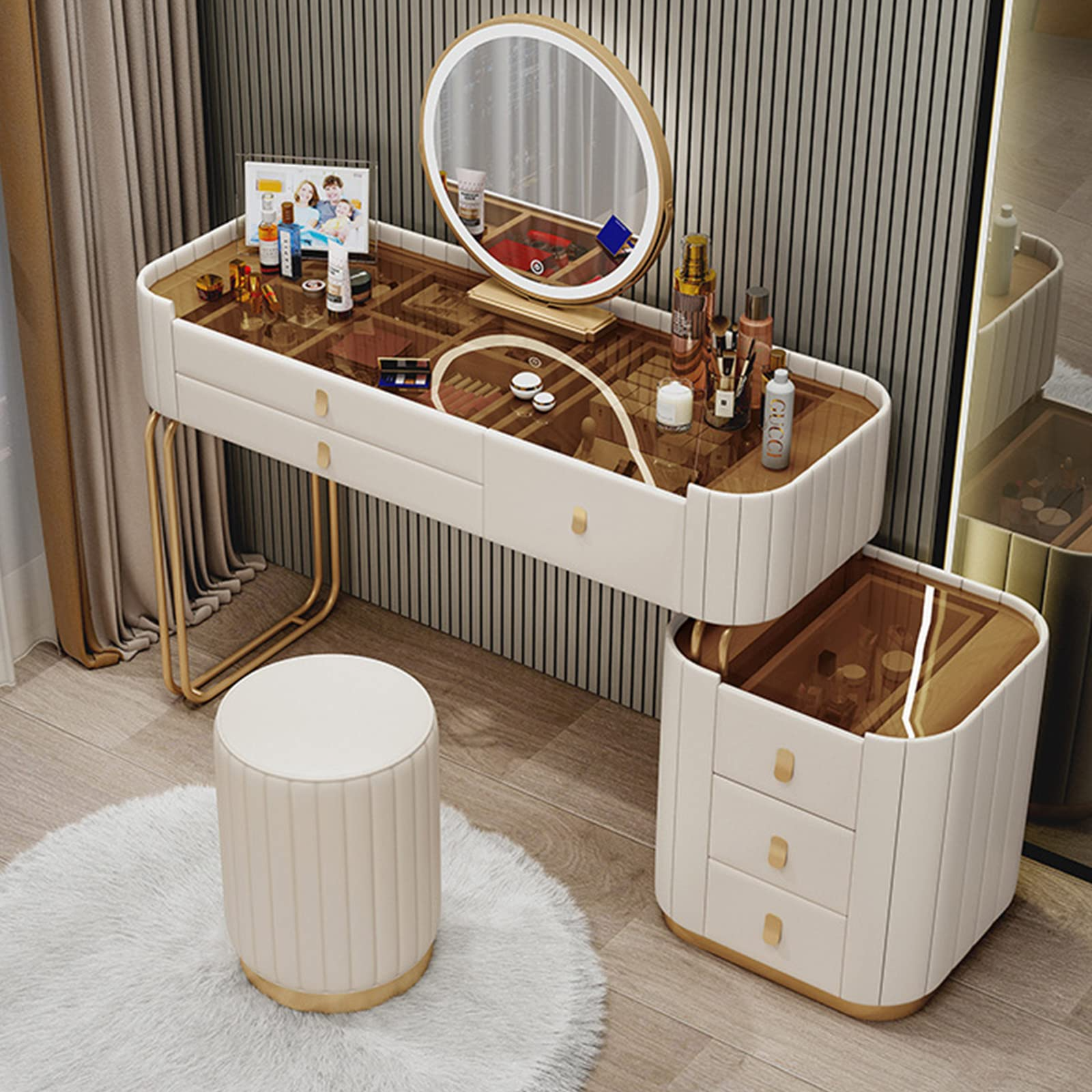 ćFurnitureććBSćModern Minimalist Slate Makeup Table Small Apartment Storage Cabinet Integrated Table