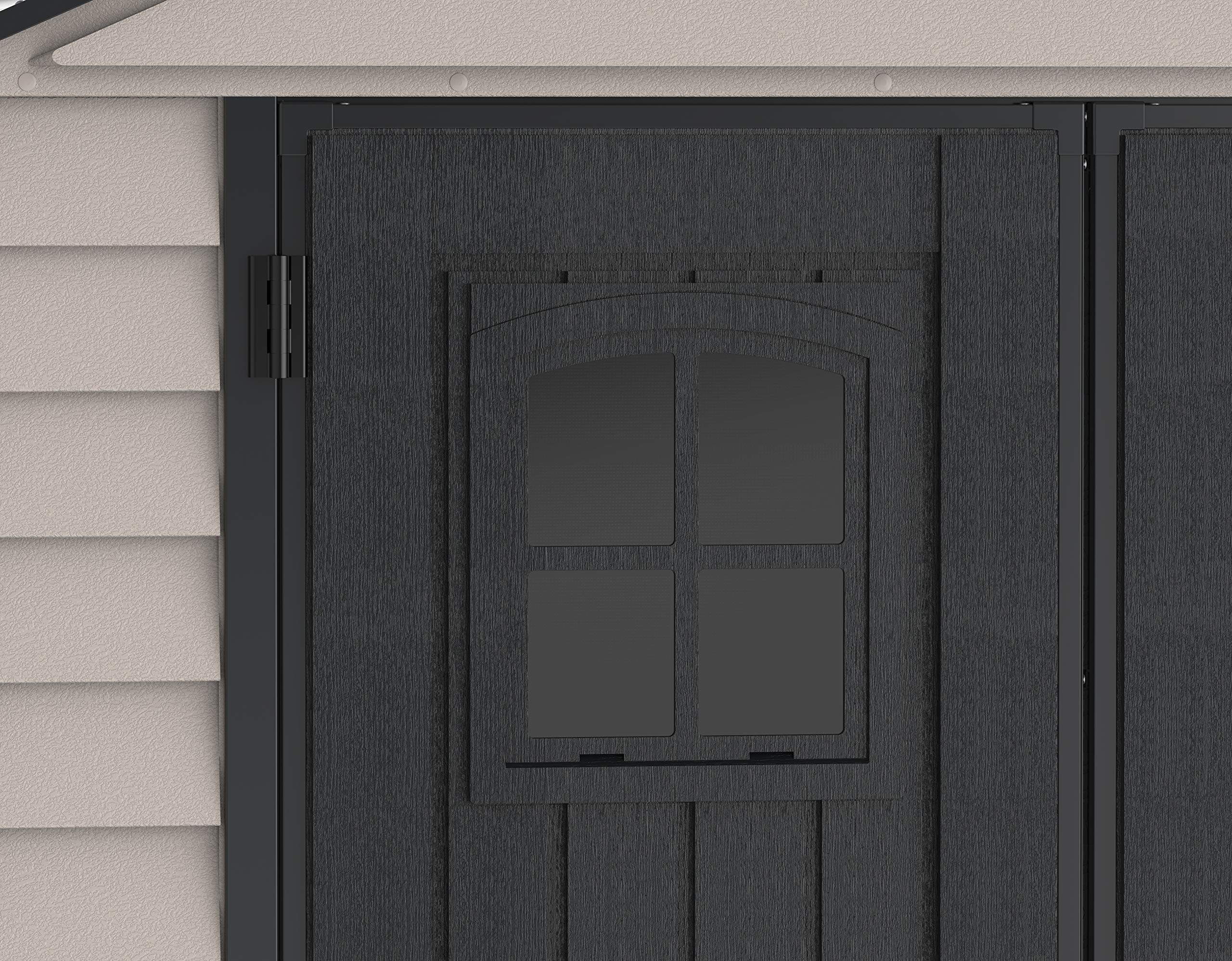 【Storage Shed】7x7 PLUS Plastic Garden Shed with Heavy-Duty Plastic Floor & Fixed Window on Doors