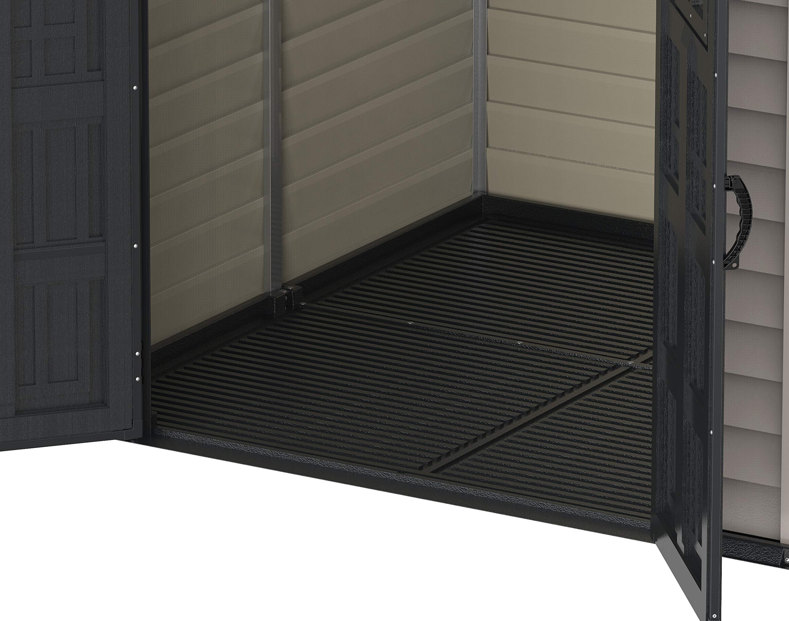 【Storage Shed】7x7 PLUS Plastic Garden Shed with Heavy-Duty Plastic Floor & Fixed Window on Doors