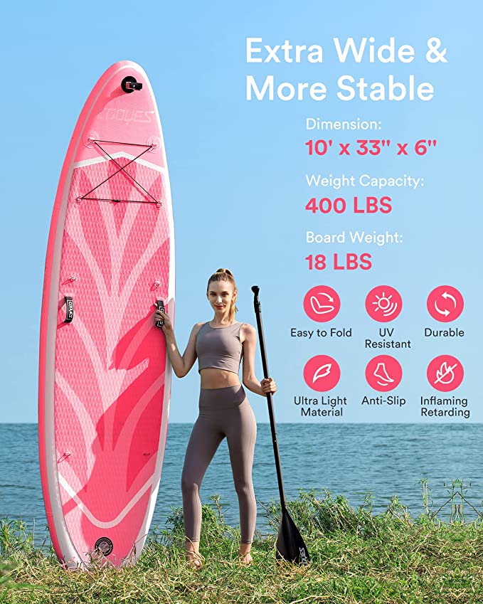 Cooyes Paddle Board, 10ft/10.6ft Inflatable Paddle Board, Stand up Paddle Board with Premium SUP Accessories & Backpack, Emergency Repair Kit, Non-Slip Deck & More - Extra-Light ISUP