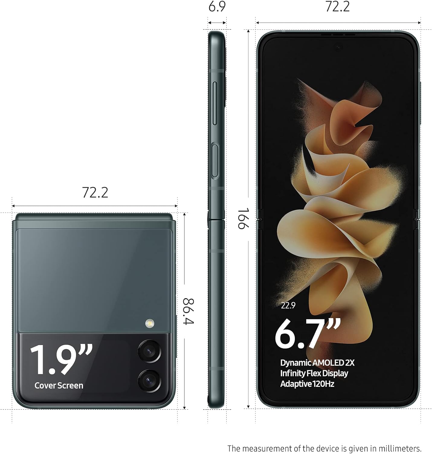 SAMSUNG Galaxy Z Flip 3 5G Cell Phone, Factory Unlocked Android Smartphone, 128GB, Flex Mode, Super Steady Camera, Ultra Compact
