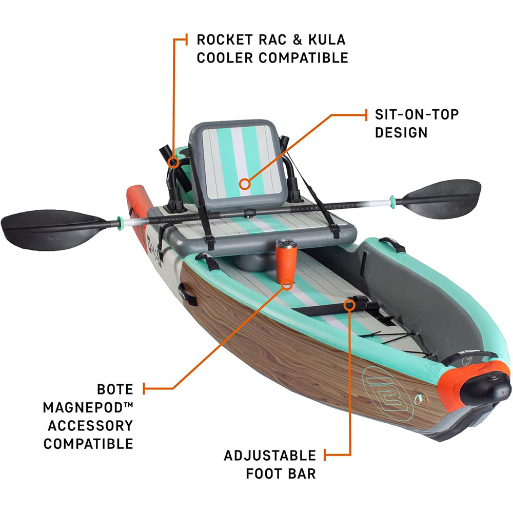 BOTE Deus Aero Inflatable MagnePod Compatible Kayak for Adults and Kids Including Travel Bag, 1 Person Single Seater, Inflatable Kayak for Recreational Fishing Hunting Leisure