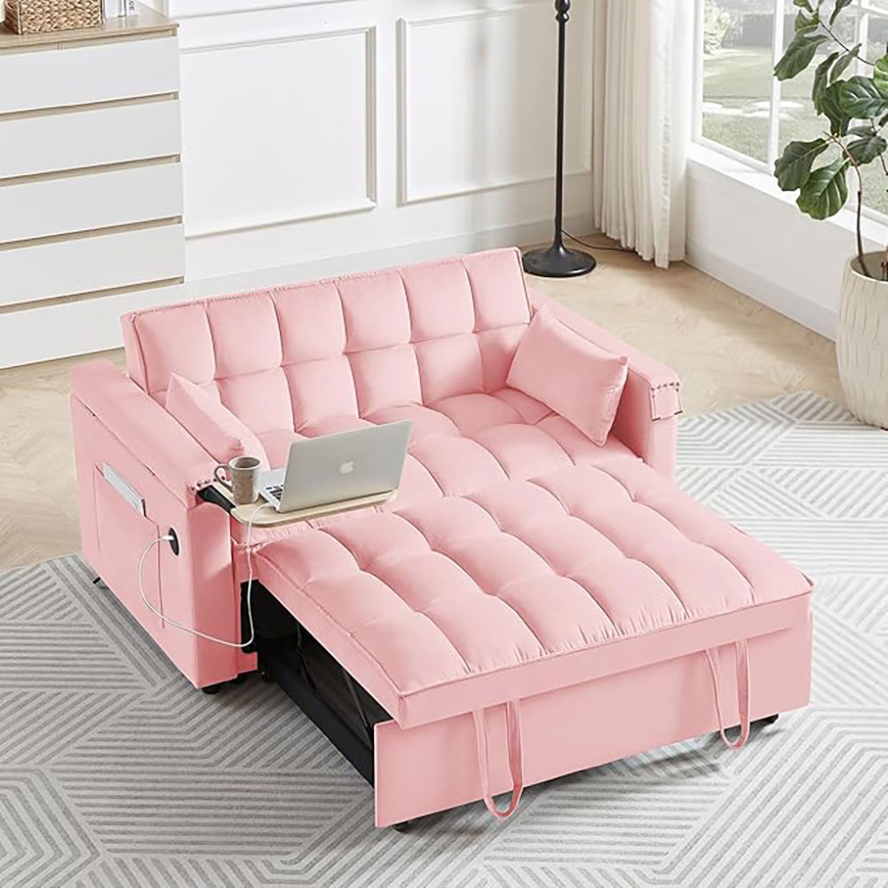 Convertible Sofa Bed,3-in-1 Velvet Sleeper Couch Pull-Out Bed