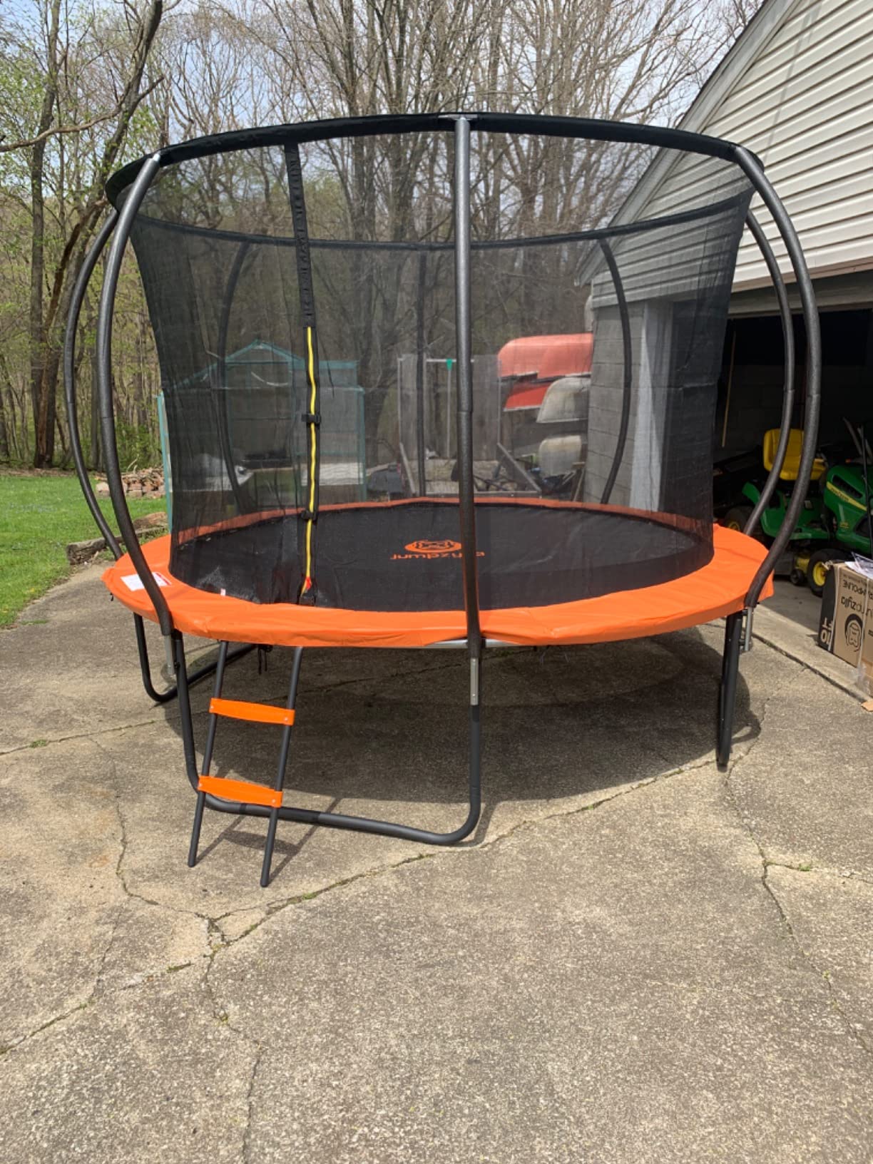 JUMPZYLLA Trampoline 8FT 10FT 12FT 14FT 15FT 16FT Trampoline with Enclosure - Recreational Trampolines with Ladder and AntiRust Coating, ASTM Approval Outdoor Trampoline for Kids