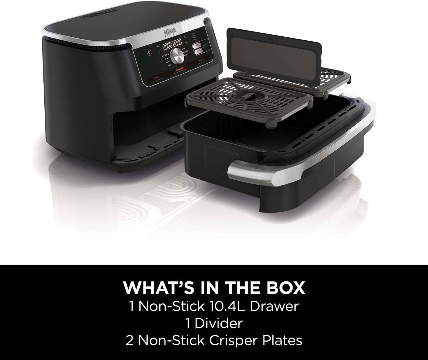 Ninja Foodi FlexDrawer Air Fryer, Dual Zone with Removable Divider, Large 10.4 Litre Drawer, 7 in 1, AF500UK