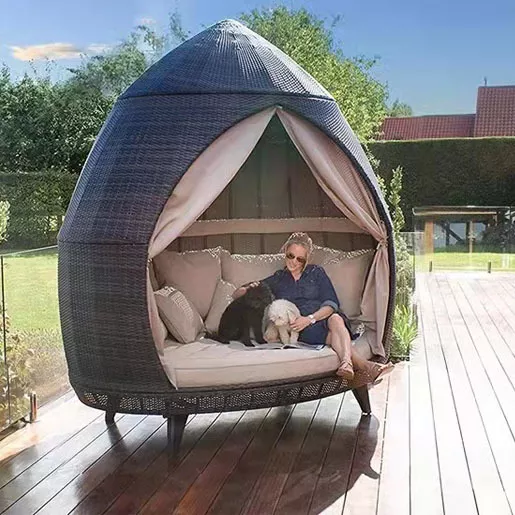 Vacation beach bed rattan bed terrace sun bed outdoor leisure birdcage sofa outdoor courtyard sun lounger
