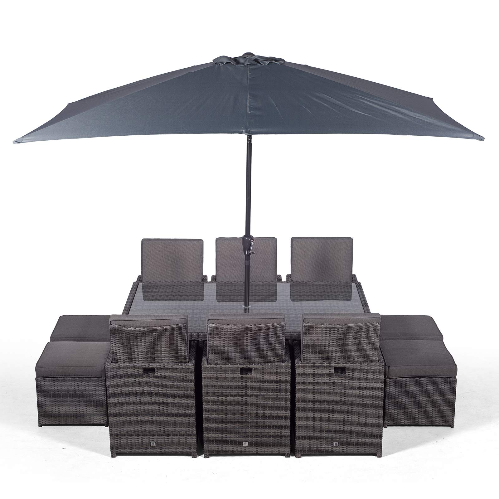 Cube Rattan Garden Furniture Set Chairs Sofa Stool Table Patio 6 Seater Set
