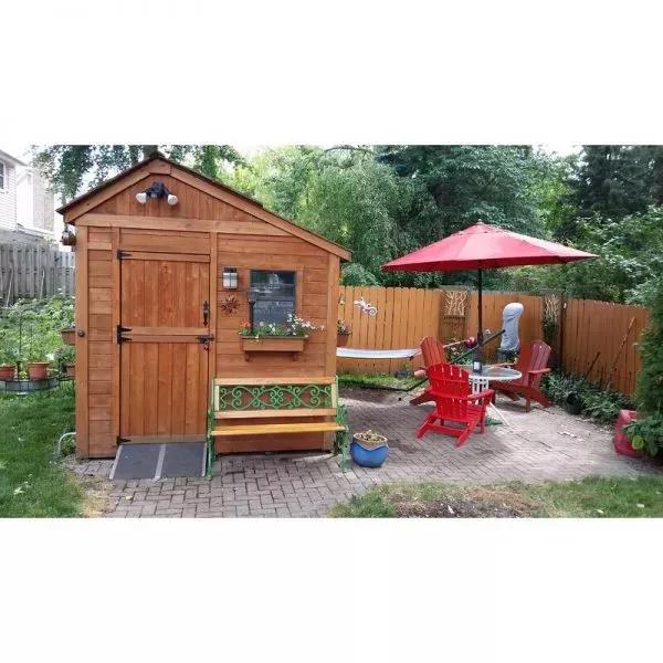OUTDOOR STORAGE SHED, 7X7 FEET, RESIN WEATHER RESISTANT OUTDOOR GARDEN STORAGE SHED FOR BACKYARD, GARDEN, TOOL STORAGE, LAWN, GARAGE ORGANIZER, SANDSTONE