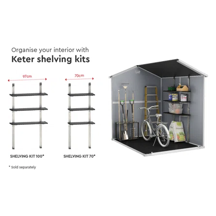 Keter Manor Outdoor Garden Storage Shed, Beige, 4 x8、6 x6、6 x 8 ft