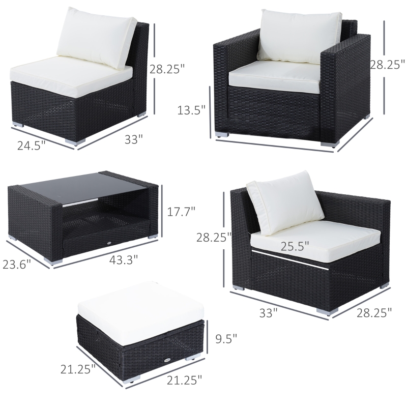ćFurnitureććBSć7Pc Rattan Set Outdoor Patio Furniture Sofa Table Sectional Wicker