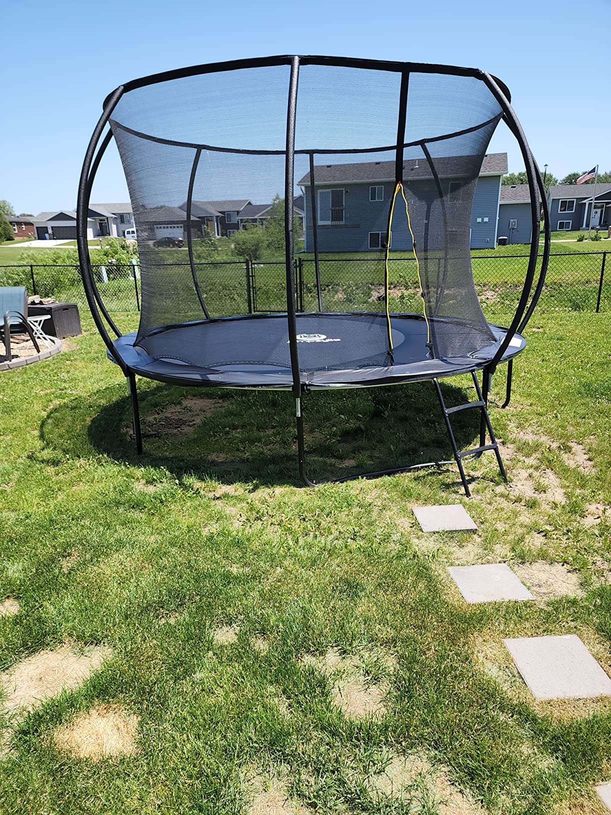 JUMPZYLLA Trampoline 8FT 10FT 12FT 14FT 15FT 16FT Trampoline with Enclosure - Recreational Trampolines with Ladder and AntiRust Coating, ASTM Approval Outdoor Trampoline for Kids