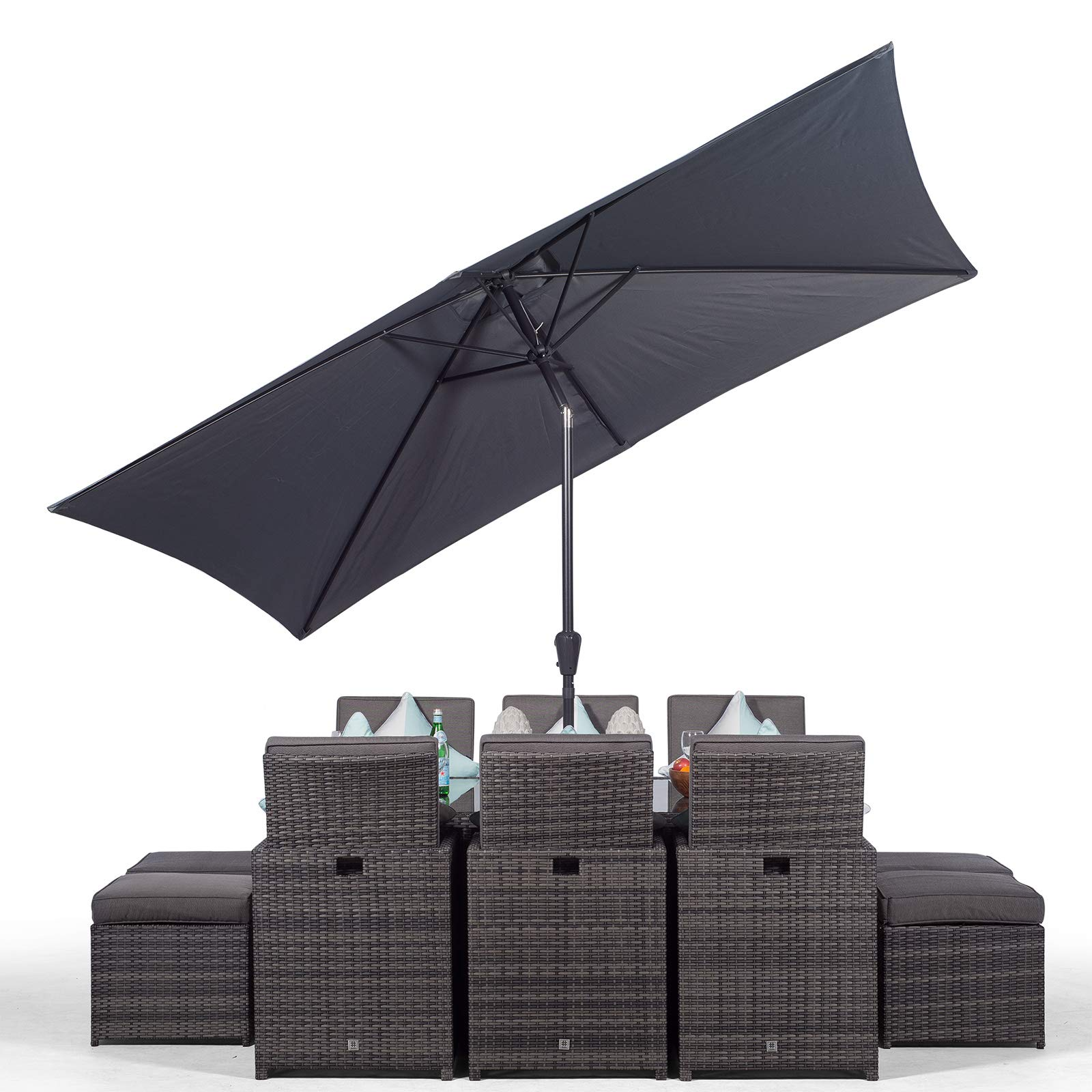 Cube Rattan Garden Furniture Set Chairs Sofa Stool Table Patio 6 Seater Set