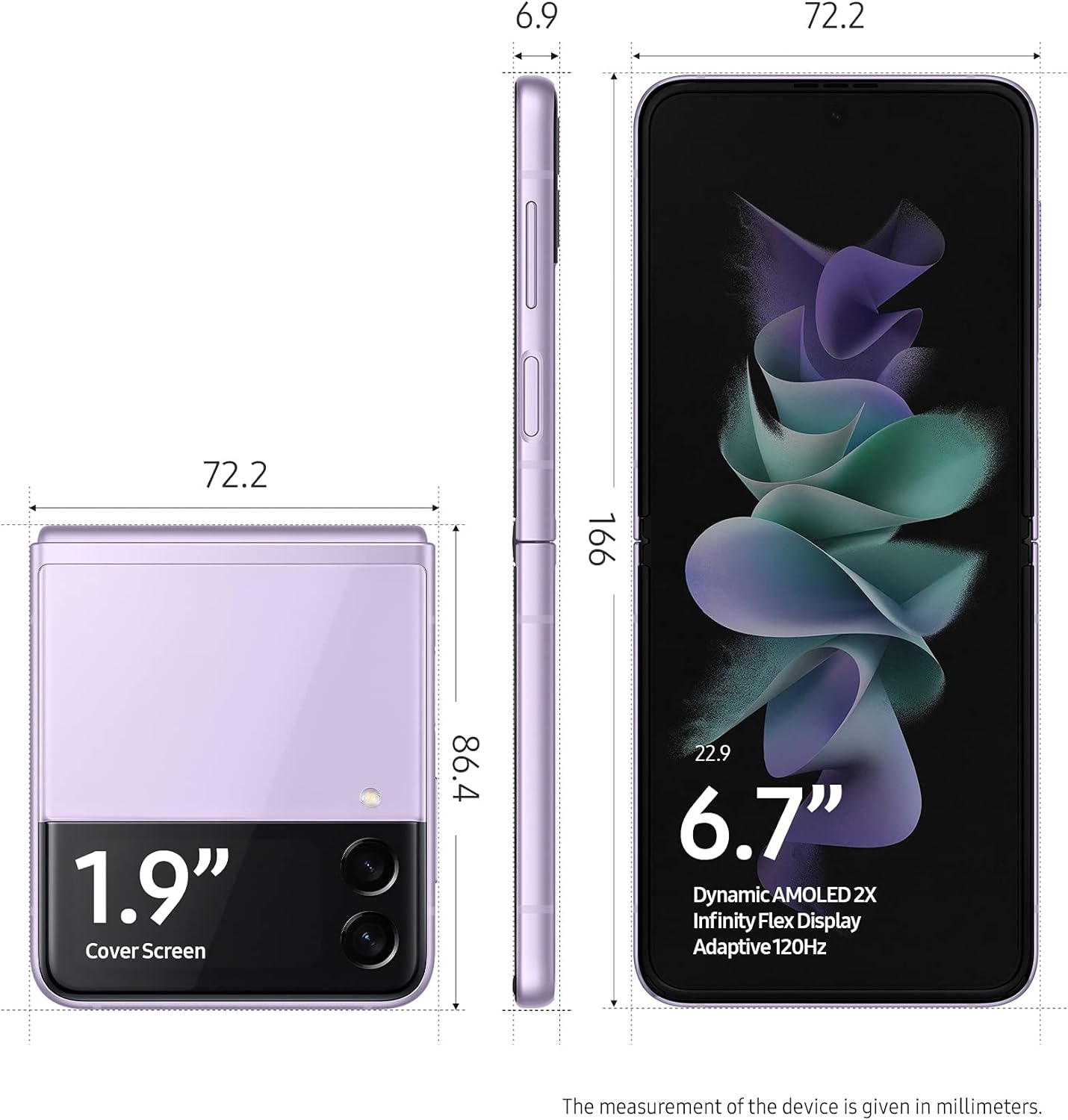SAMSUNG Galaxy Z Flip 3 5G Cell Phone, Factory Unlocked Android Smartphone, 128GB, Flex Mode, Super Steady Camera, Ultra Compact