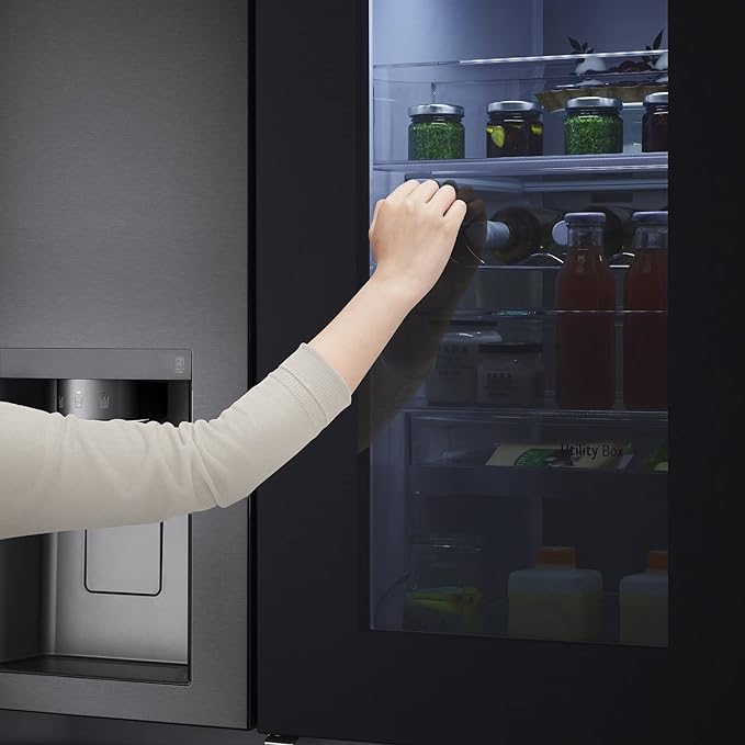 LG GSXV90MCAE InstaView 635L Door-in-Door Fridge Freezer, Matte Black