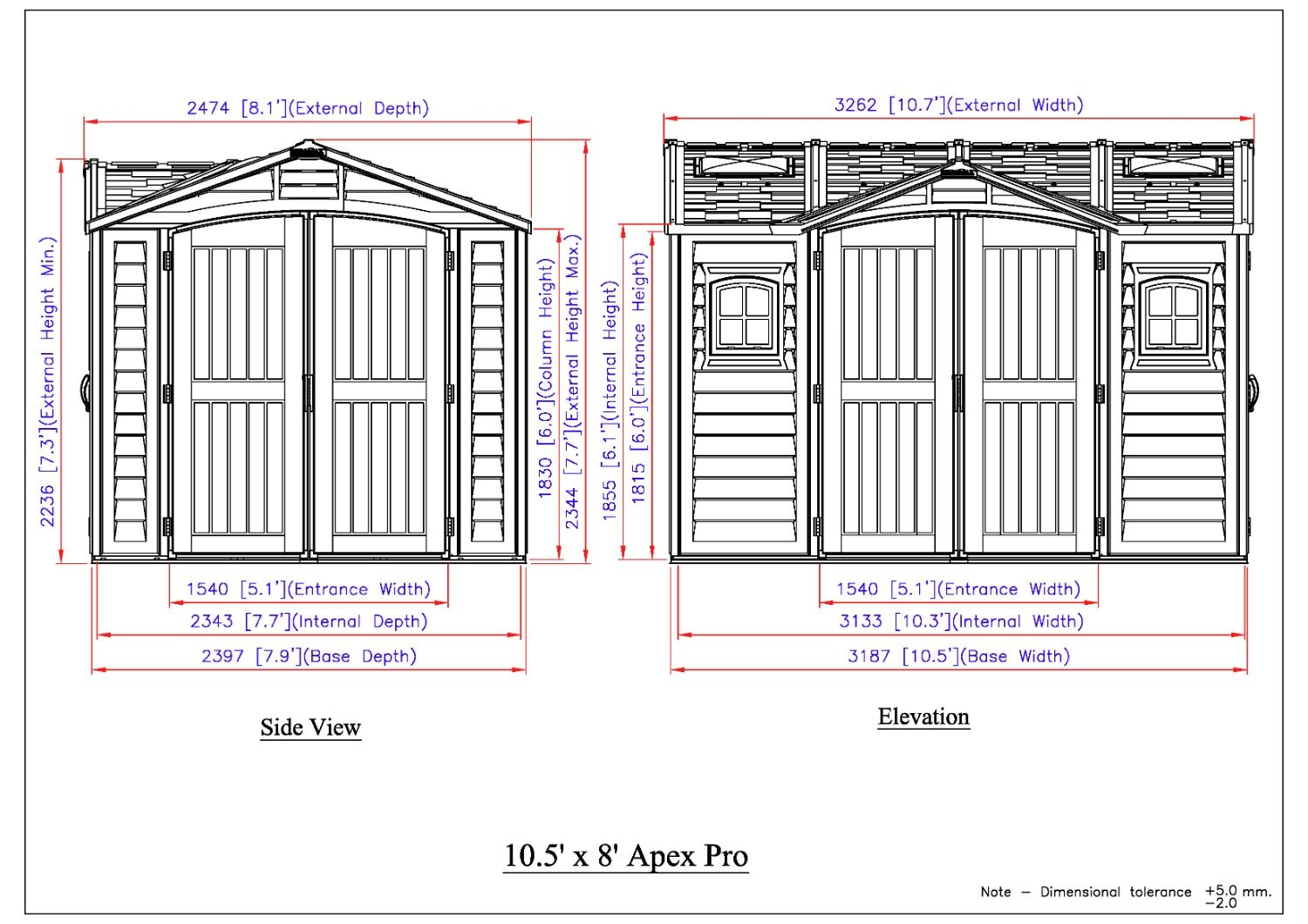 Apex Pro 10 ft. 5 in. W x 8 ft. D Plastic Storage Shed