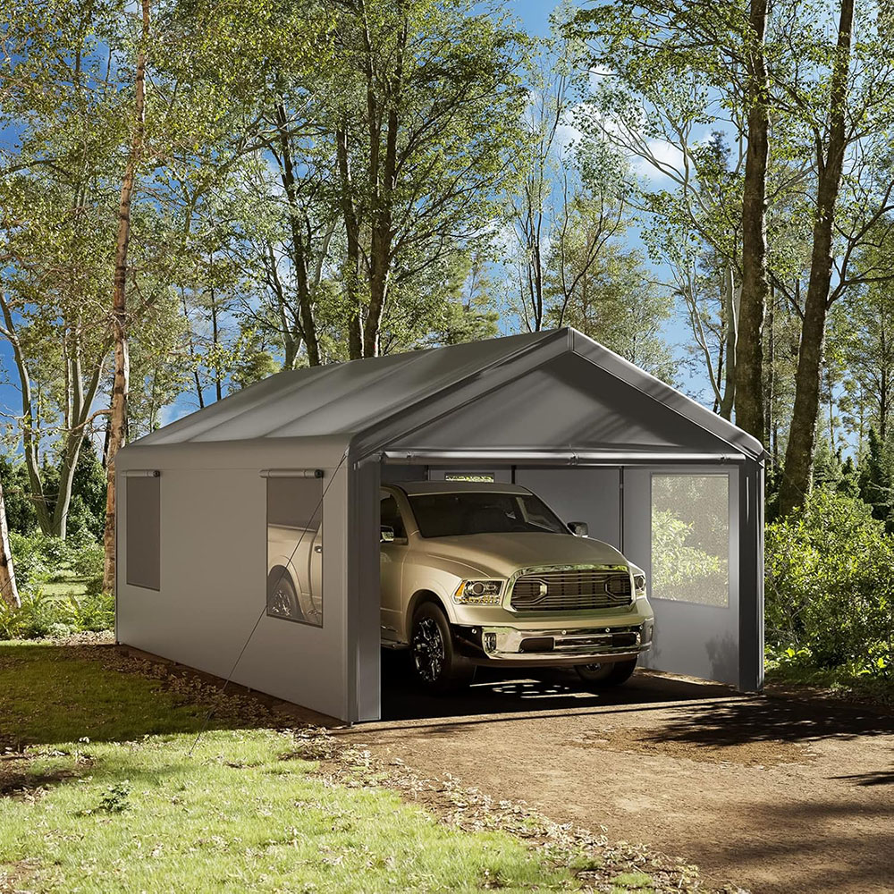 Gardesol Carport, 12'x20' Extra Large Heavy Duty Carport with Roll-up Ventilated Windows