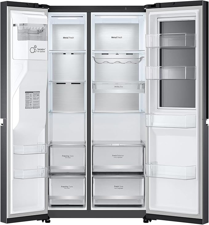 LG GSXV90MCAE InstaView 635L Door-in-Door Fridge Freezer, Matte Black