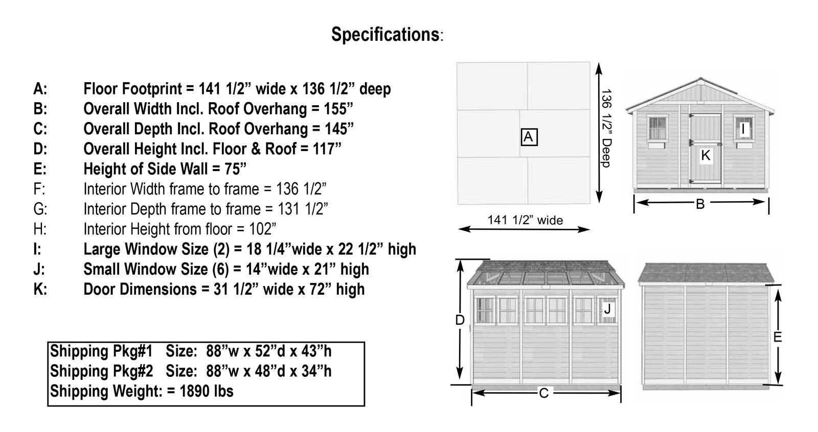 【Storage Shed】12x12 ft Cedar Wood Sunshed Garden Shed