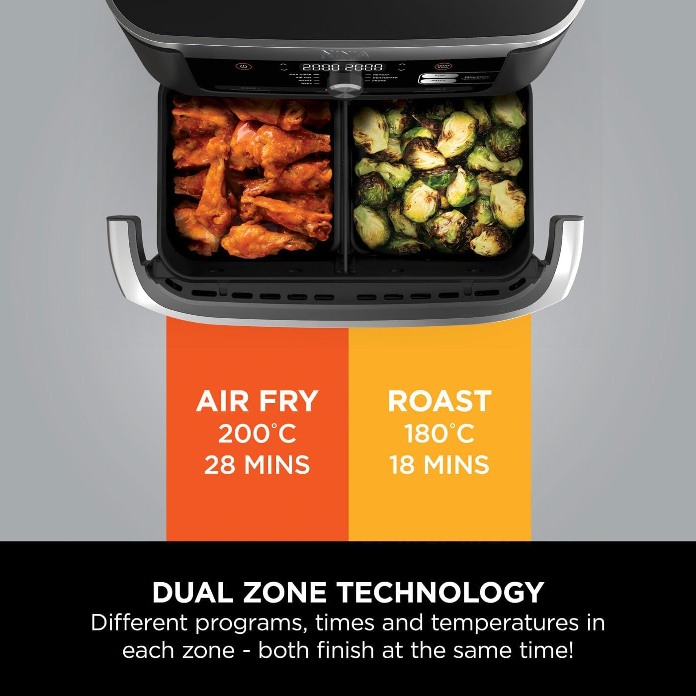 Ninja Foodi FlexDrawer Air Fryer, Dual Zone with Removable Divider, Large 10.4 Litre Drawer, 7 in 1, AF500UK