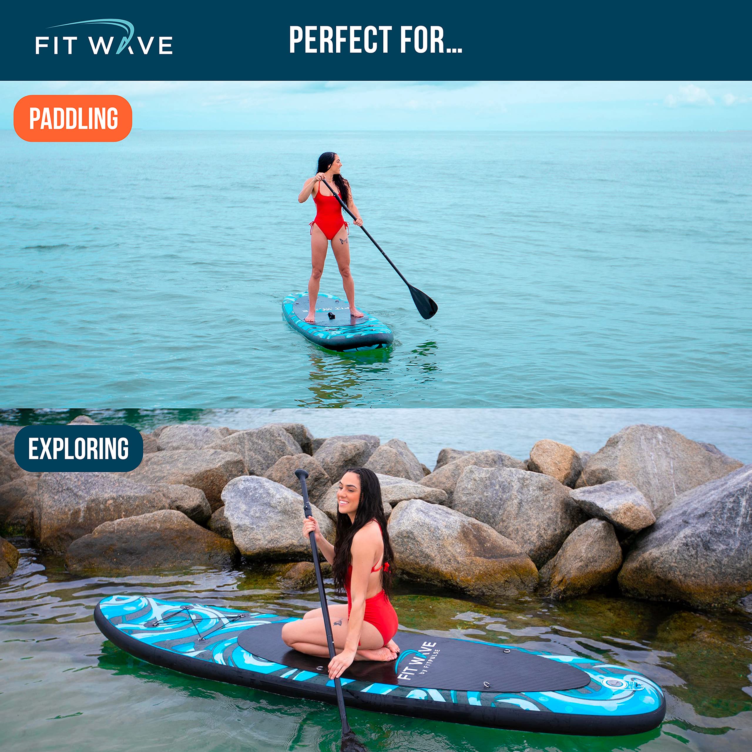 SUP Inflatable Paddle Board for Adults 305x81x15cm Complete Kit for Stand Up Paddleboarding - Anti-slip Deck Inflatable Stand Up Paddleboards Paddle Board Accessories Backpack Pump Adjustable Paddle