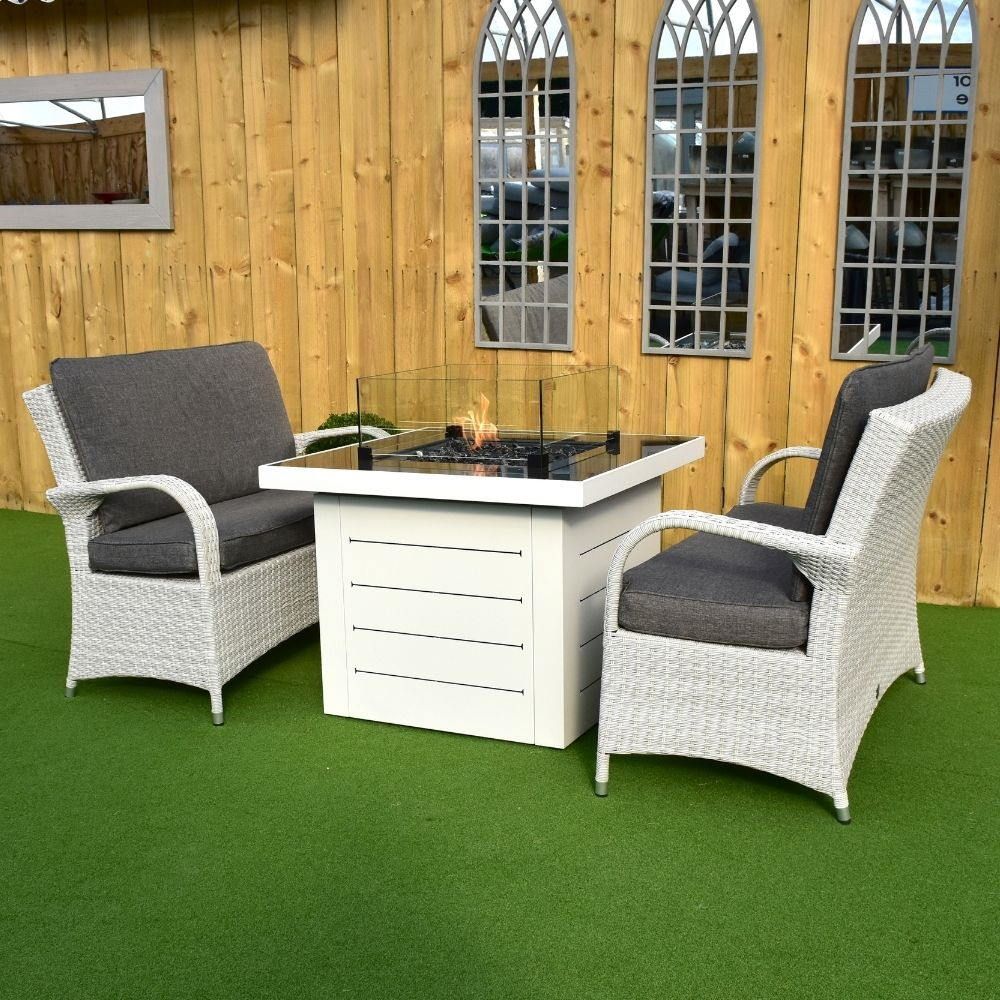 Etna Square Fire Table With Two Treviso 2 Seater Sofa Set