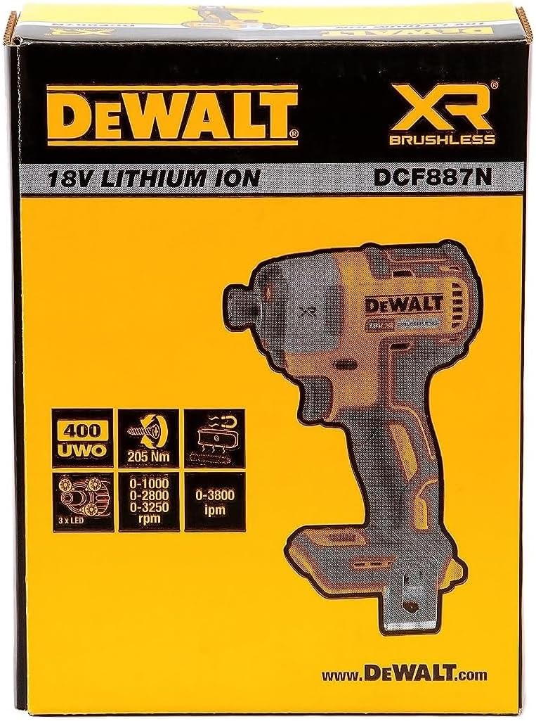 DEWALT DCF887N XR 18V 3 Speed BL Impact Driver Naked, 18 W