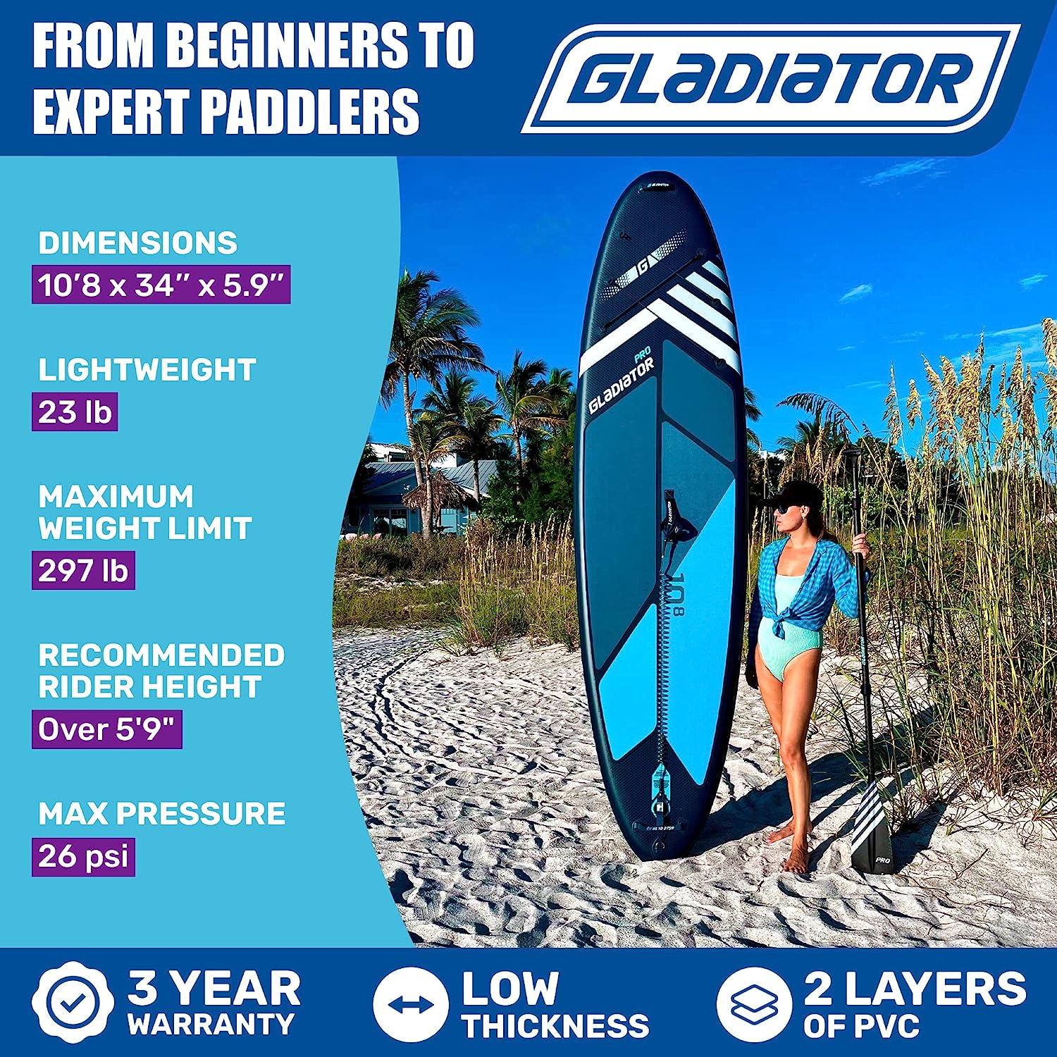 Gladiator Pro 10.4,10.8 Inflatable Paddle Board Package - 2022 EX-DISPLAY