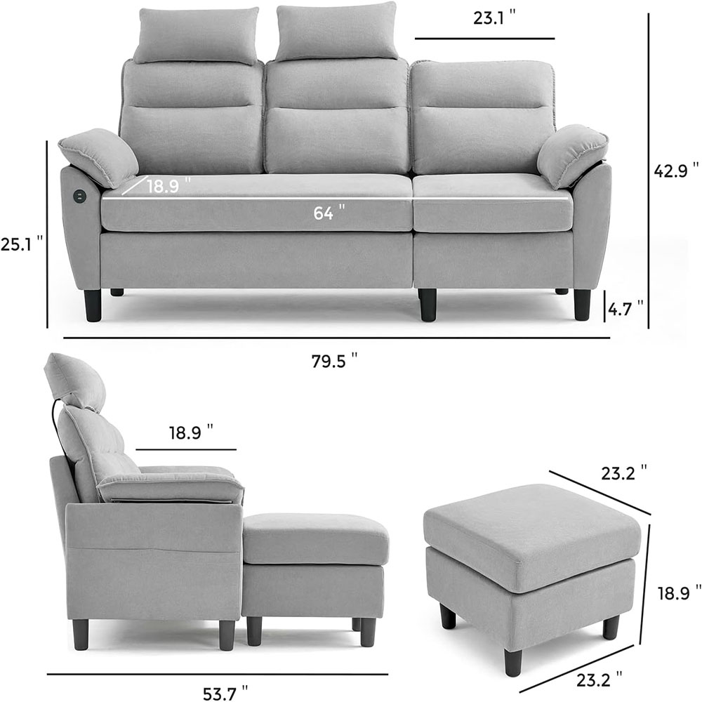 LINSY HOME Reversible Sectional Couch