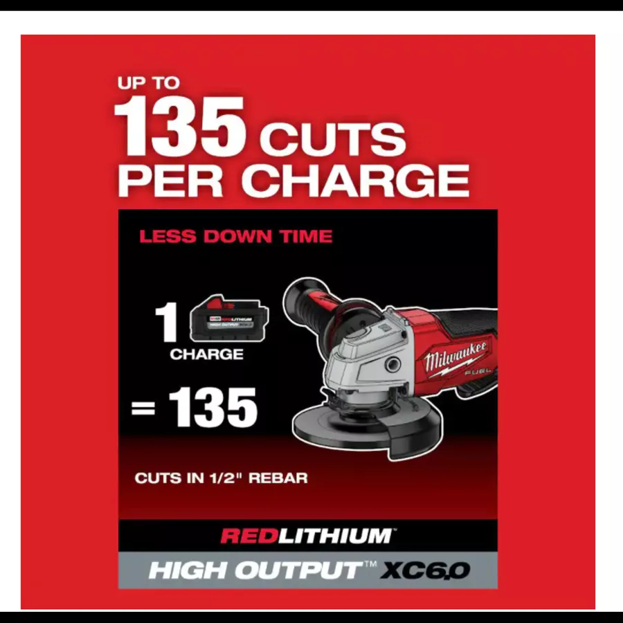 M18 FUEL 18-Volt Lithium-Ion Brushless Cordless 4-1/2 in. Grinder, Paddle Switch Kit with Two 6.0 Ah Batteries