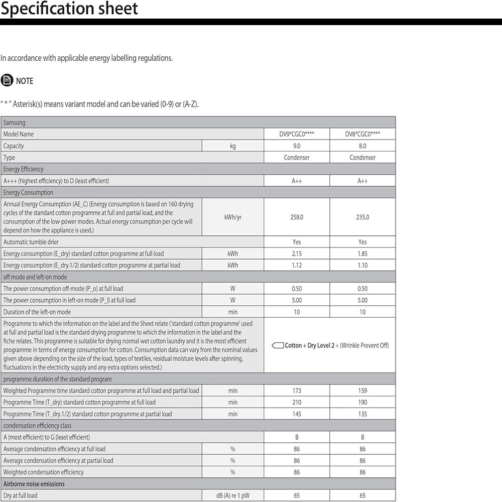 Samsung Series 5 DV80CGC0A0ABEU ,Heat Pump Tumble Dryer