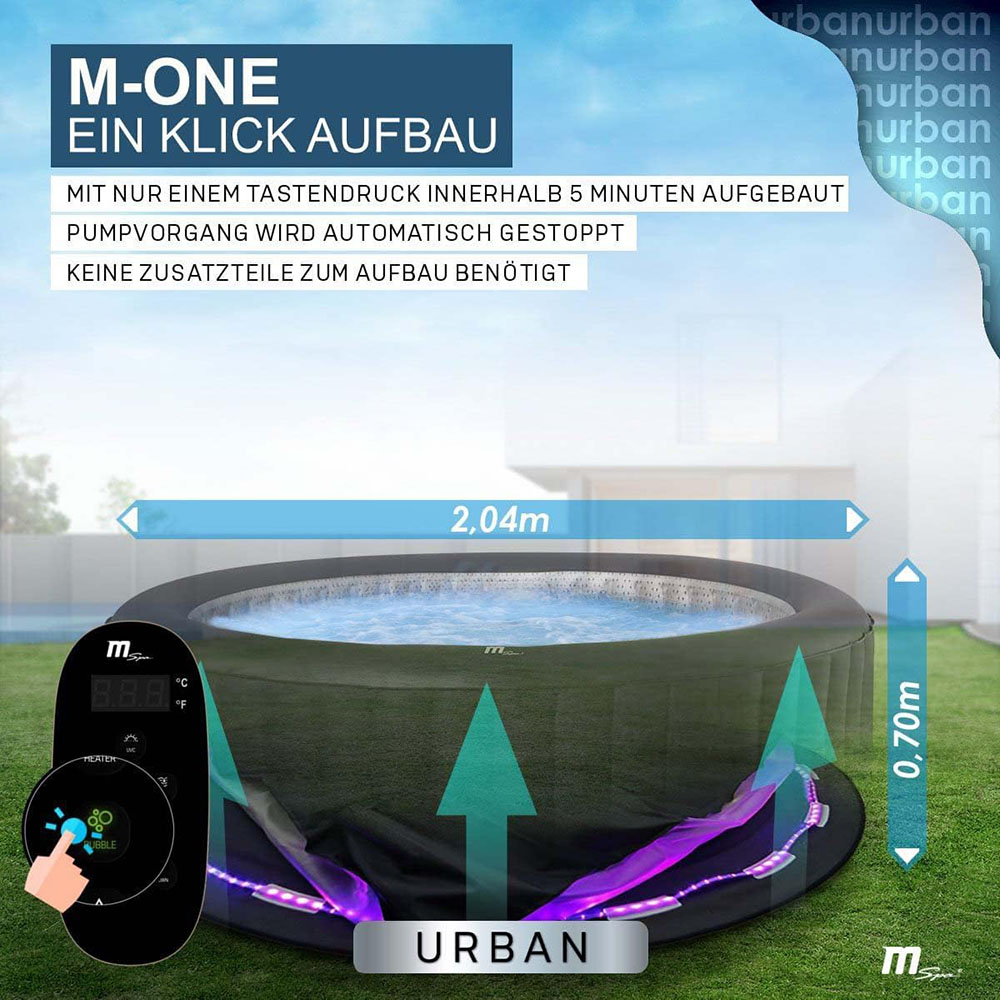 Miweba MSpa aufblasbarer Whirlpool mit Premium LED Beleuchtung