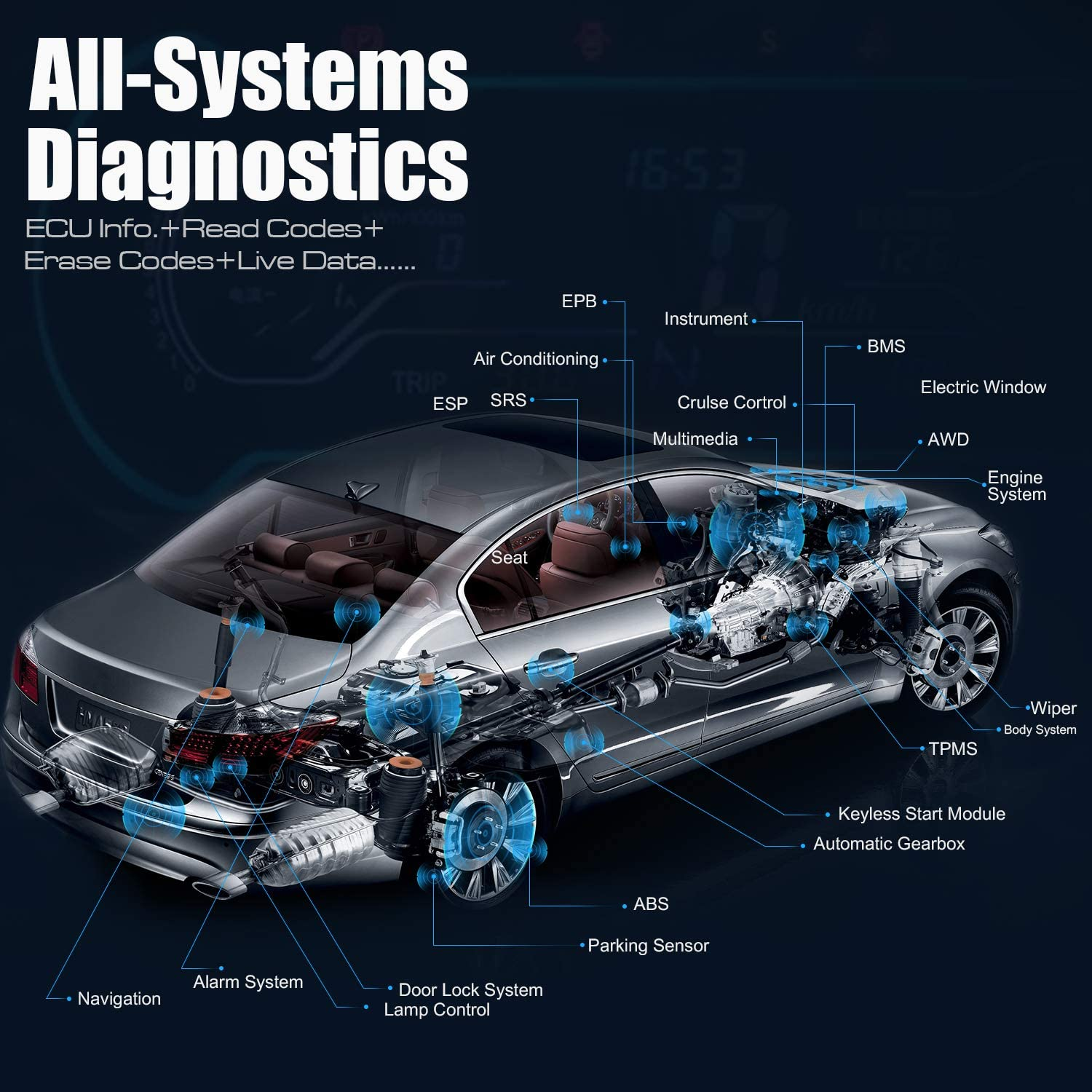 Autel MaxiCOM MK808BT Car Diagnostic Scan Tool, 2022 Newest Upgraded Ver. of MK808, MX808, All Systems Diagnosis & 25+ Services, ABS Bleed, Oil Reset, EPB, SAS, DPF, BMS, Throttle, Injector Coding