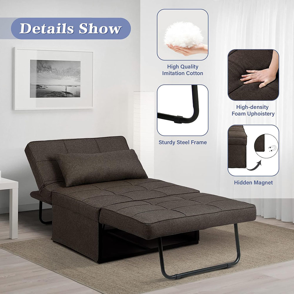 Saemoza Sofa Bed, 4 in 1 Multi Function Folding Ottoman Sleeper Bed