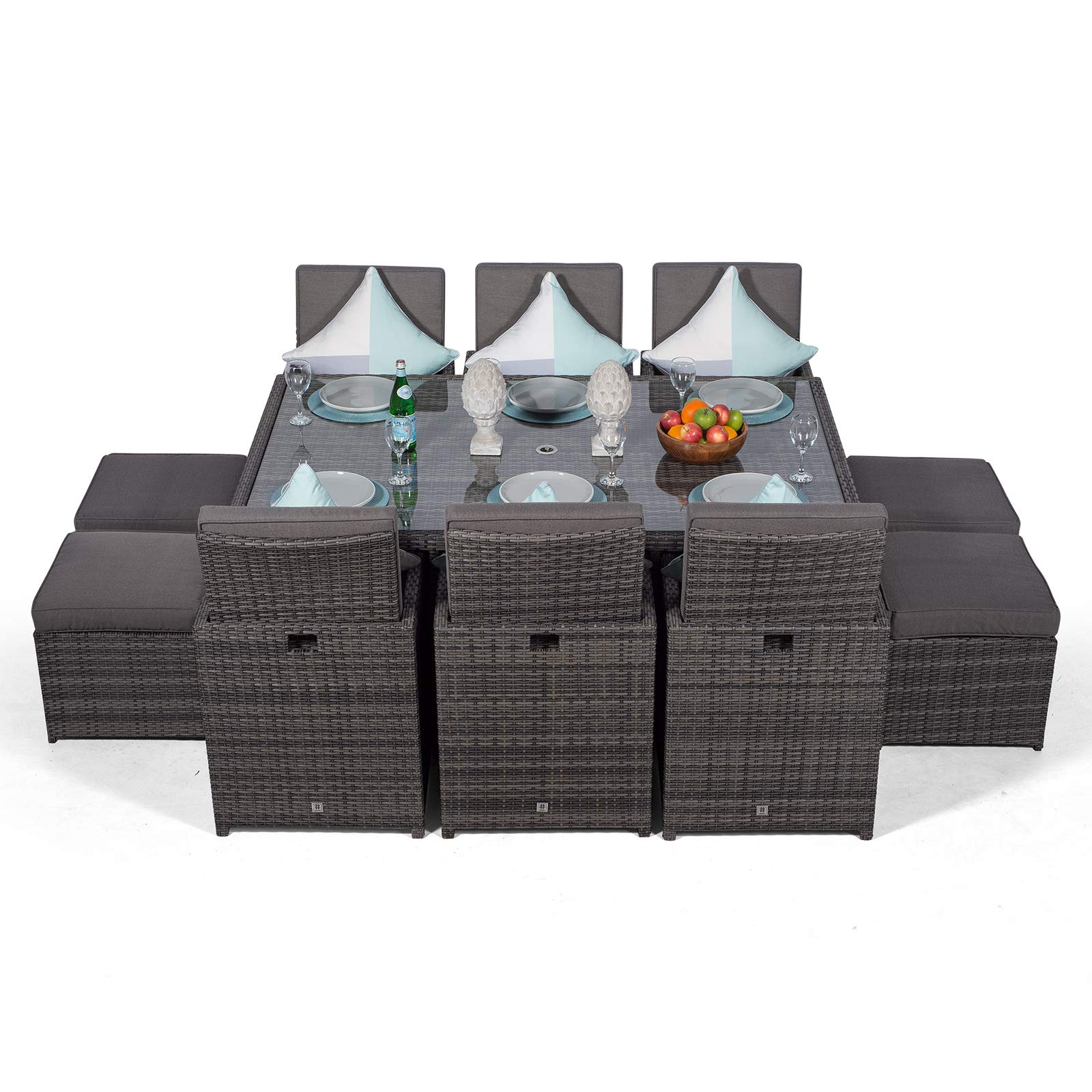 Cube Rattan Garden Furniture Set Chairs Sofa Stool Table Patio 6 Seater Set