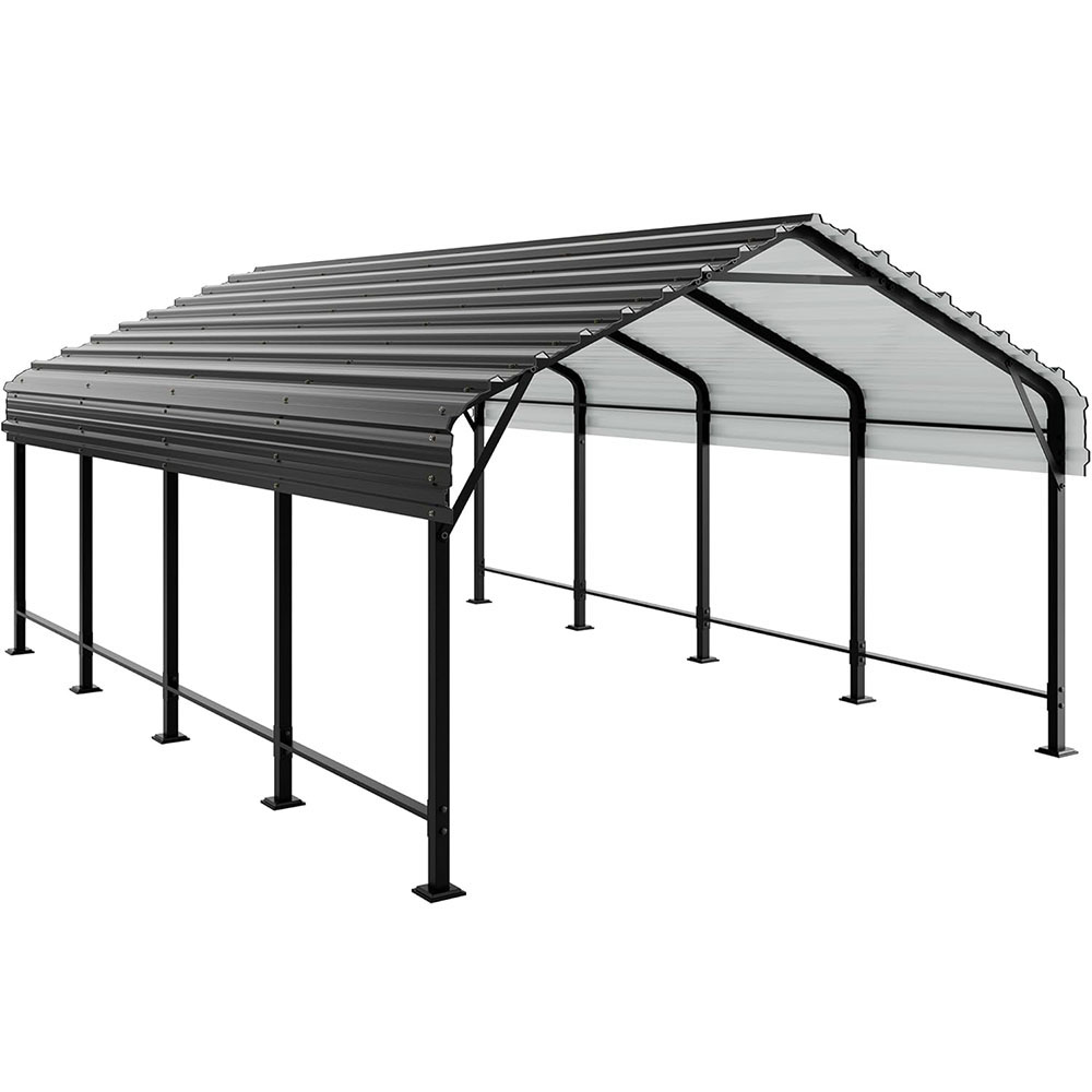 JAMFLY 12X20 FT Carport, Heavy Duty Carport Canopy with Galvanized Steel Roof and Frame