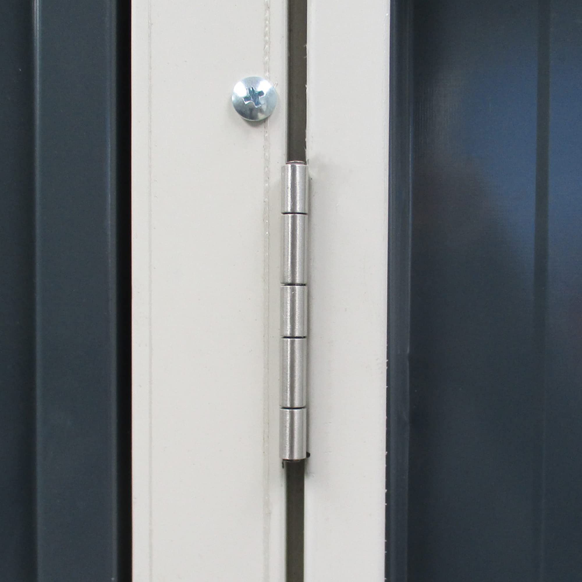 【Storage Shed】4' x 8' Steel Outdoor Sloping Metal Tool House with Lockable Doors & 2 Air Vents