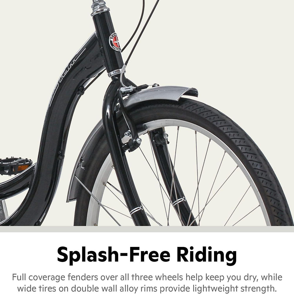 Schwinn Meridian Adult Tricycle, 24 or 26-Inch Wheel Options, Low Step-Through Aluminum Frame