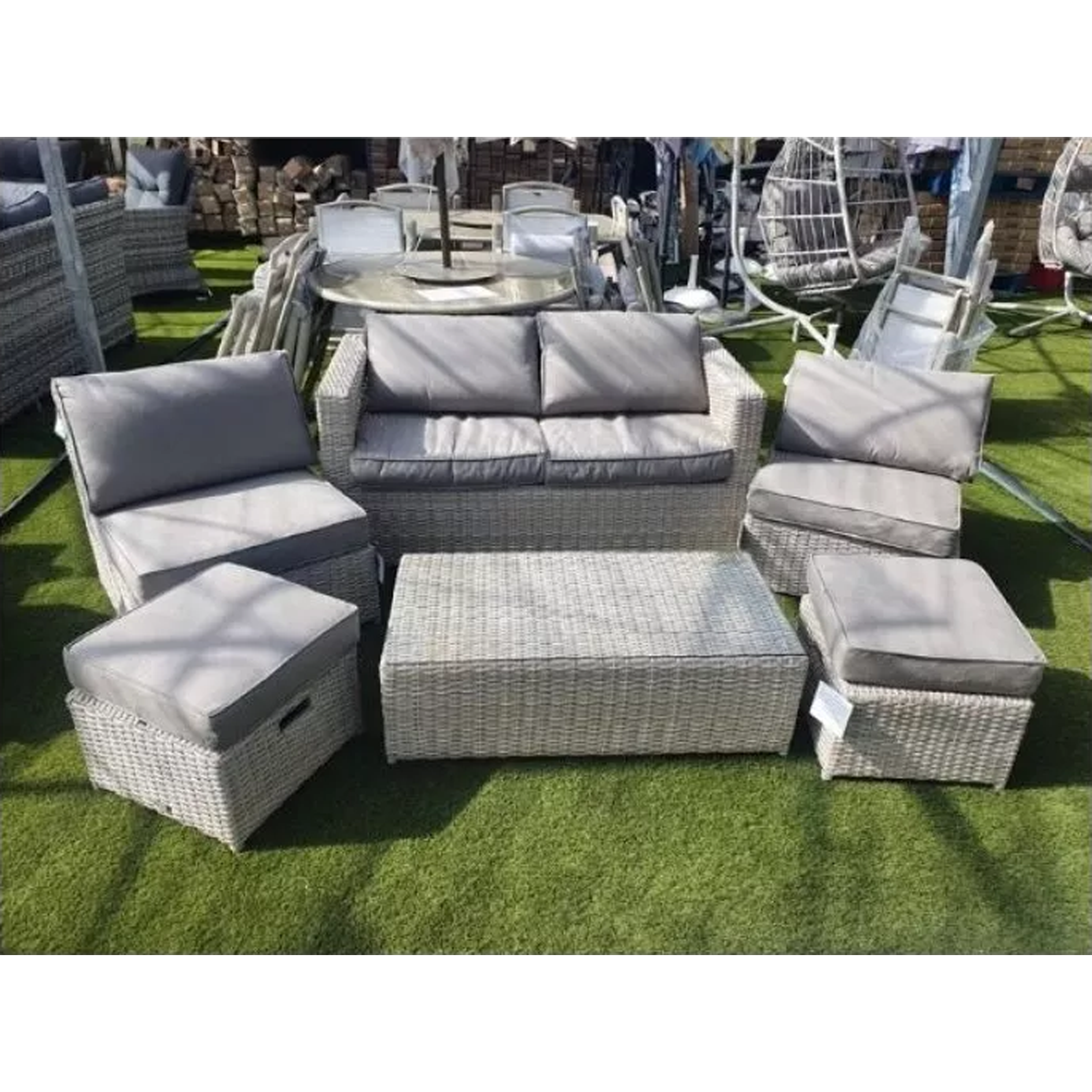 Sapcote 6pc Hideaway Lounge Set in Dark Grey Rattan