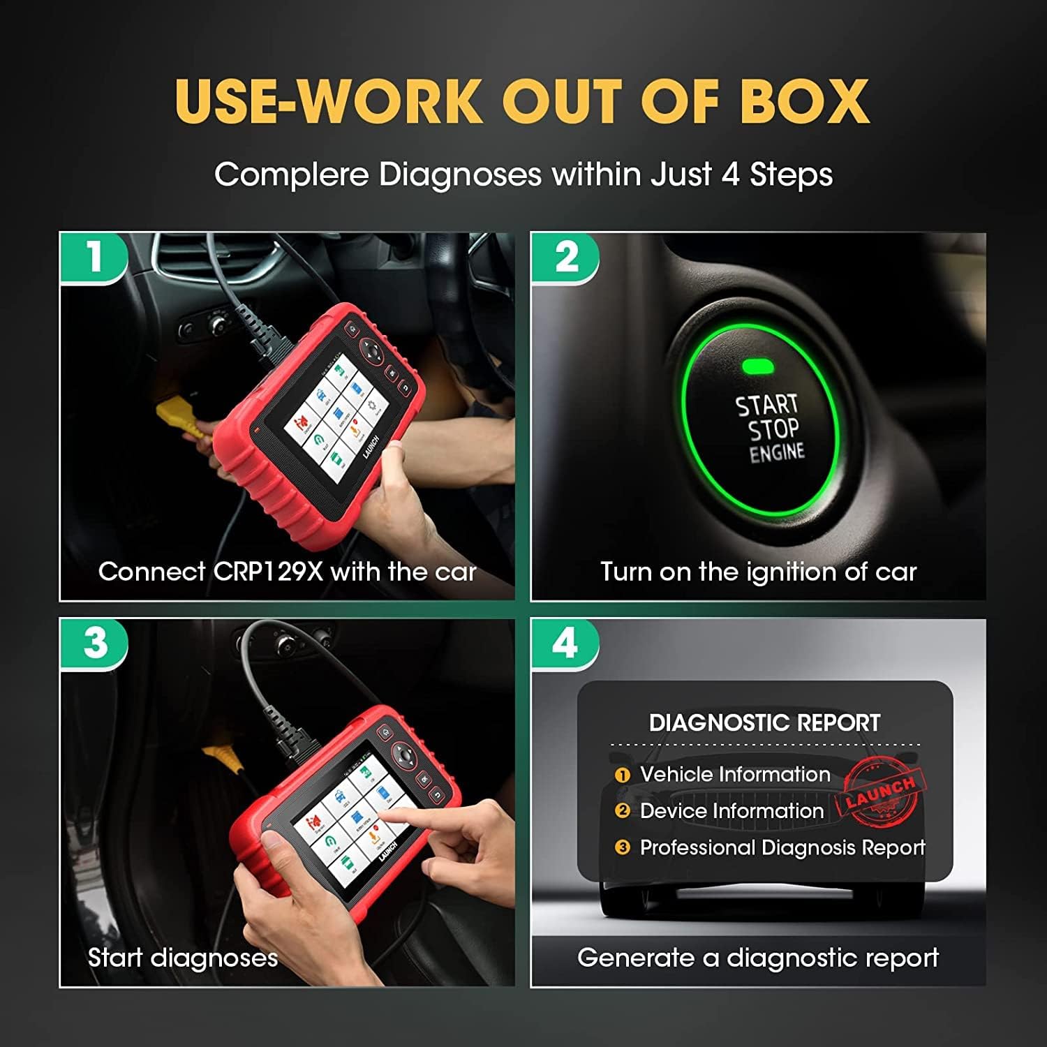 LAUNCH OBD2 Scanner CRP129X Car Code Reader Scan Tool for ABS SRS Transmission Engine Diagnostic, Oil Reset, EPB/SAS/TPMS Reset and Throttle Matching Android Based WiFi AutoVIN Free Update