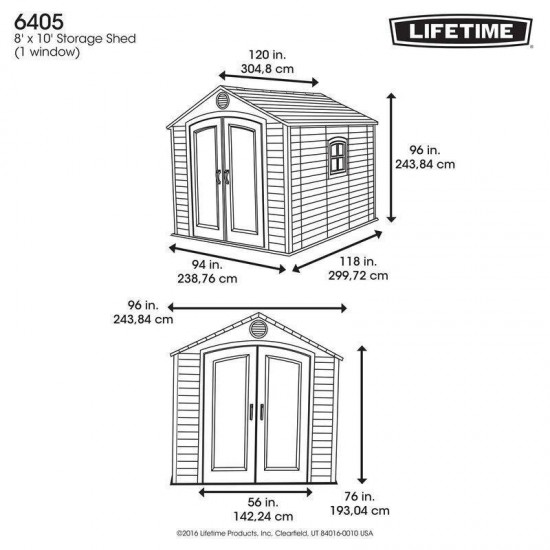 Llfetime 8 Ft. x 10 Ft. HDPE Plastic Shed Desert Sand