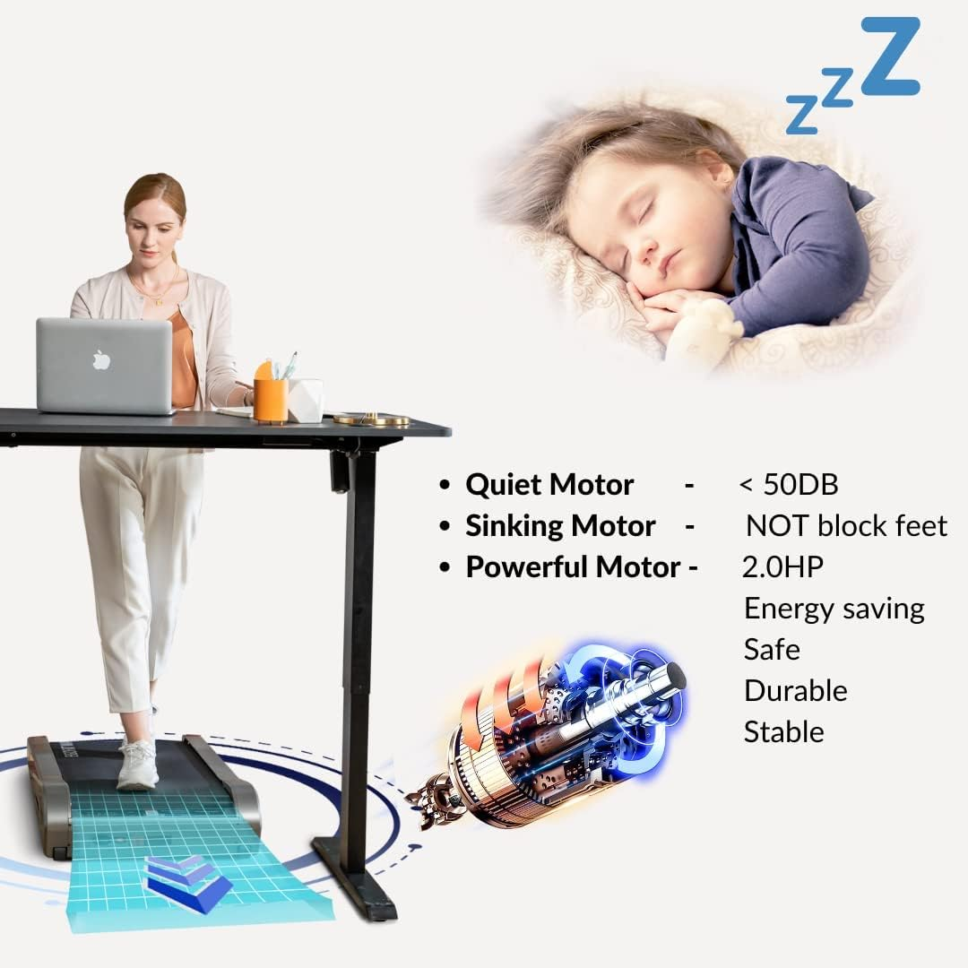 Egofit Walker Pro/Plus Under Desk Motorized Folding Small Walking Treadmill for Home & Office, Installation-Free with LCD Display, Compact Fit Standing Desk Treadmills