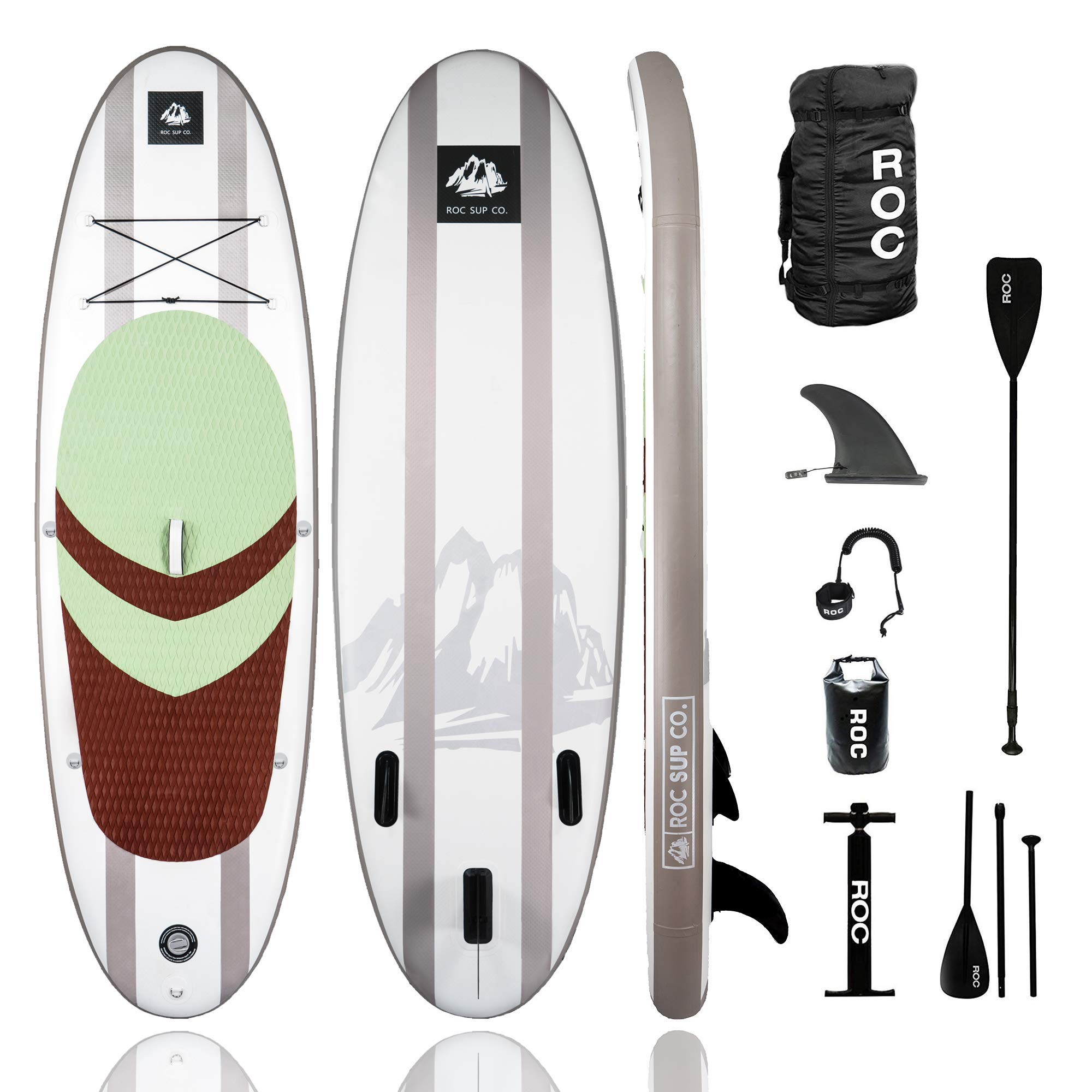 Roc Inflatable Stand Up Paddle Board with Premium sup Accessories & Backpack, Non-Slip Deck, Waterproof Bag, Leash, Paddle and Hand Pump
