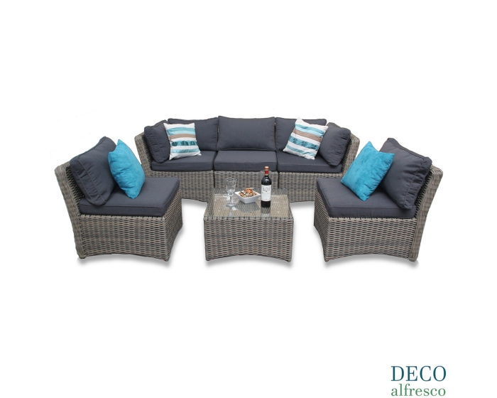 6PC High Back Modular Daybed Sofa Rattan Furniture Set - Natural DECO alfresco