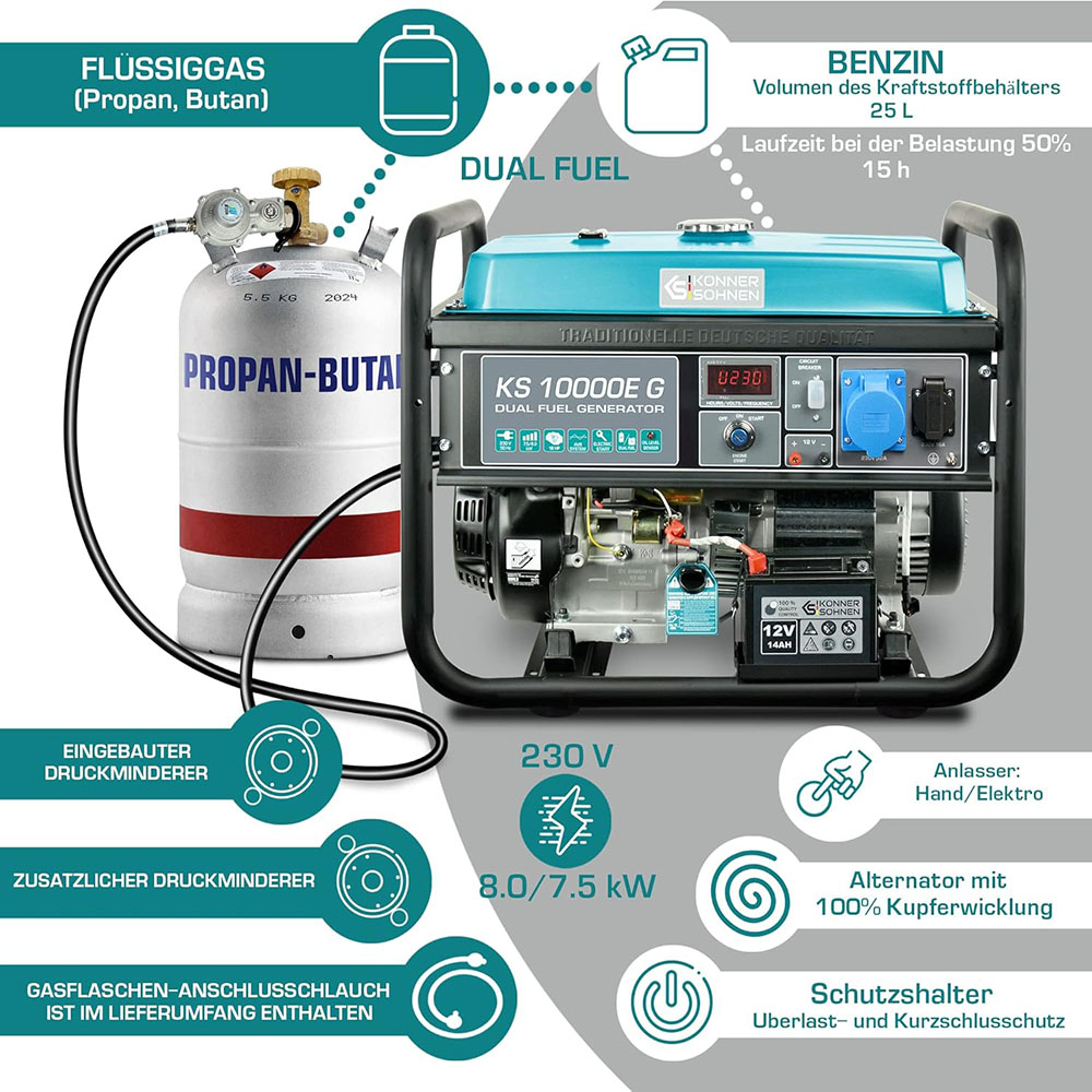 Könner & Söhnen KS 10000E G - Hybrid Benzin
