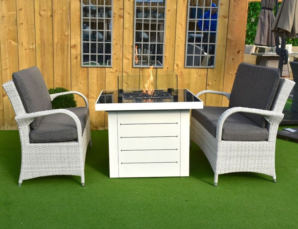 Etna Square Fire Table With Two Treviso 2 Seater Sofa Set